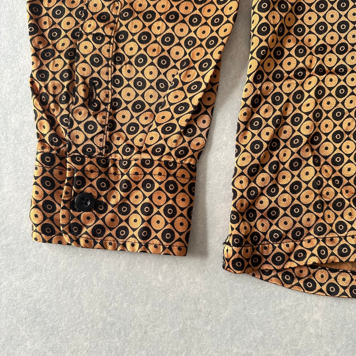 【STUSSY】モノグラム風グラフィカル総柄シャツ 総柄 M 古着 メンズ