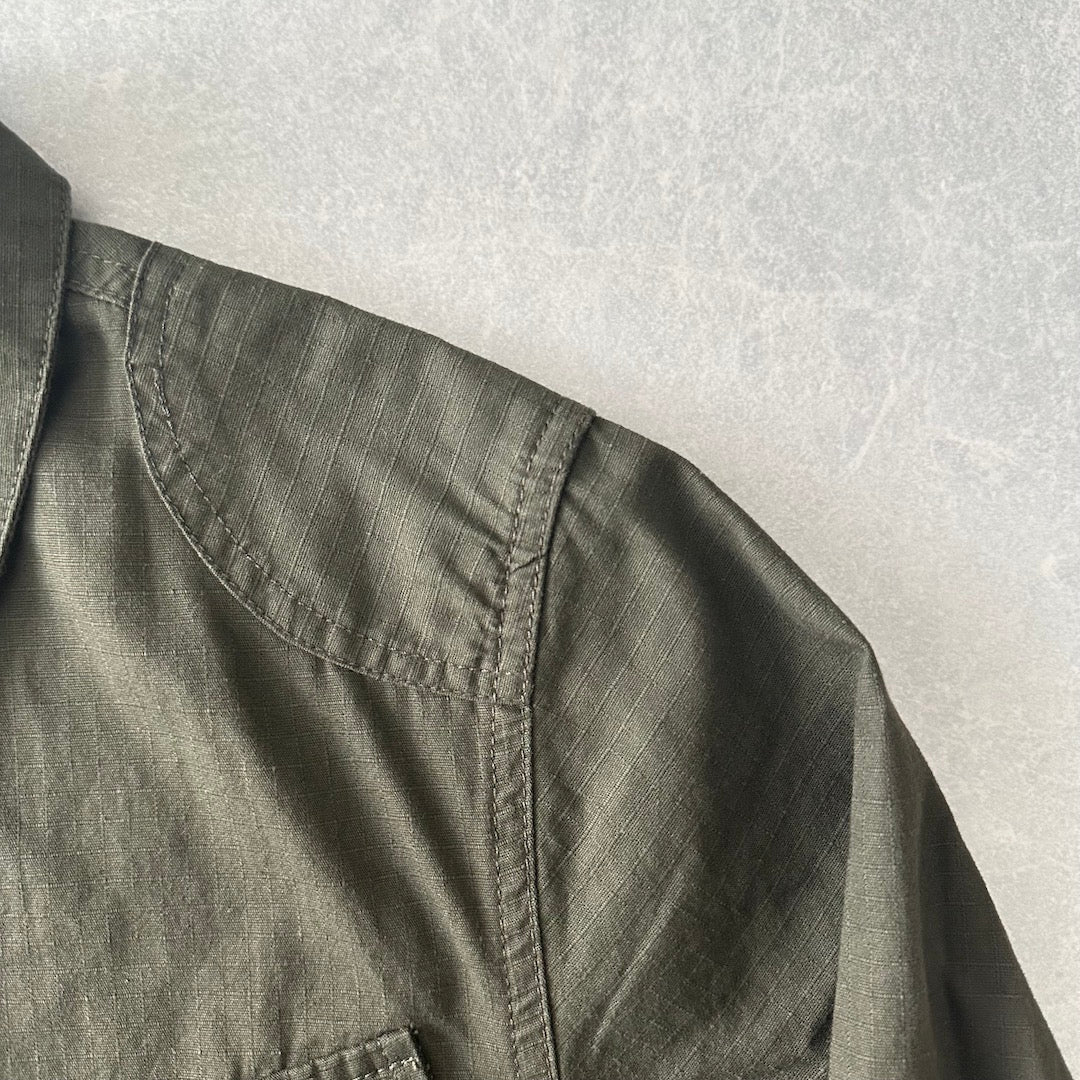 ミリタリーベトナムシャツジャケット カーキ S 古着 メンズ