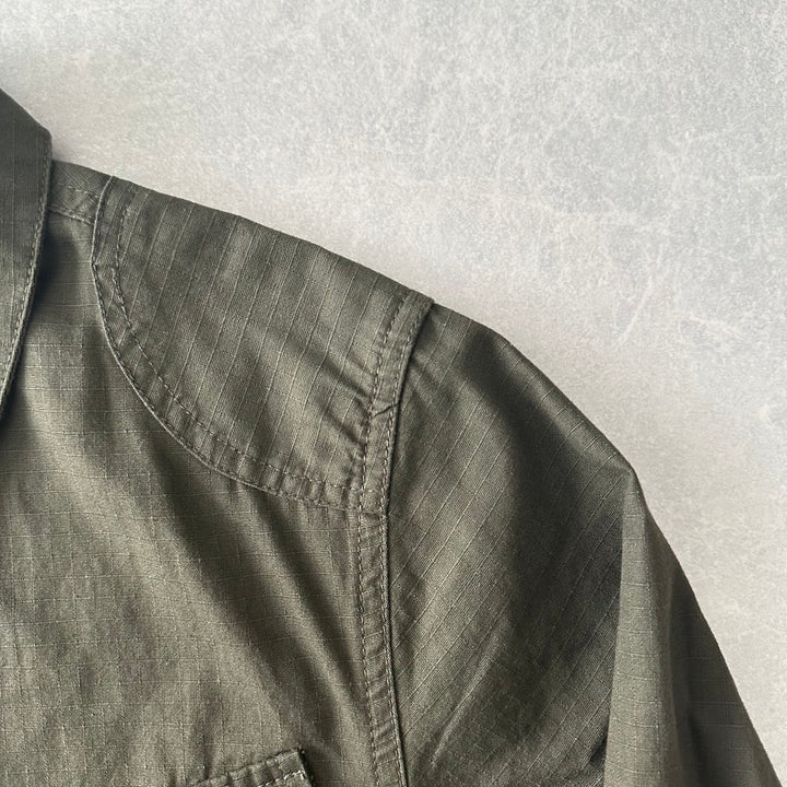 ミリタリーベトナムシャツジャケット カーキ S 古着 メンズ