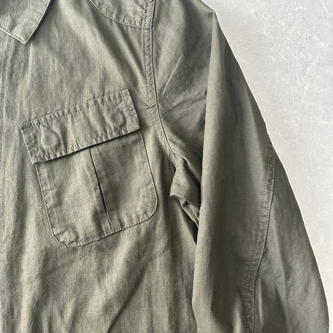 ミリタリーベトナムシャツジャケット カーキ S 古着 メンズ