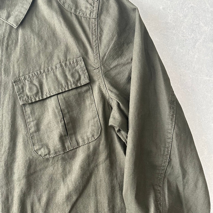 ミリタリーベトナムシャツジャケット カーキ S 古着 メンズ