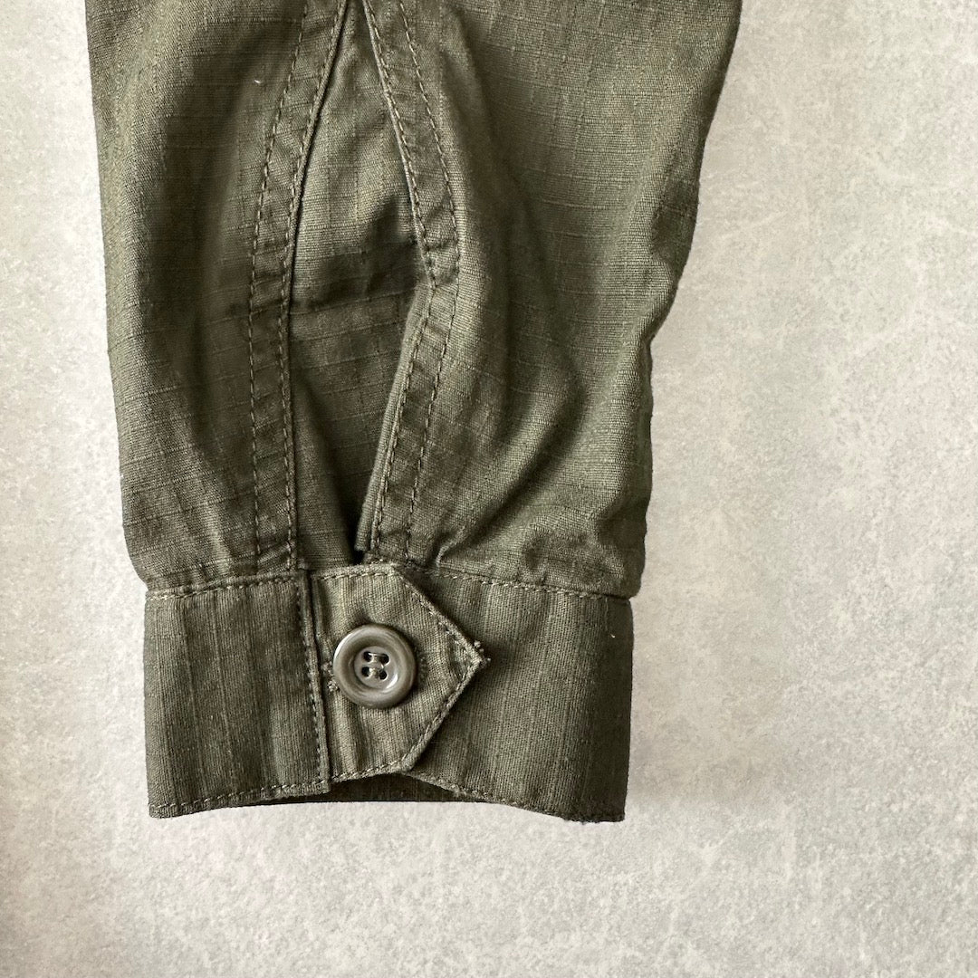 ミリタリーベトナムシャツジャケット カーキ S 古着 メンズ