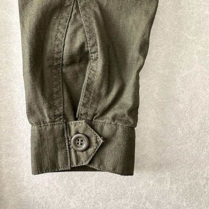 ミリタリーベトナムシャツジャケット カーキ S 古着 メンズ