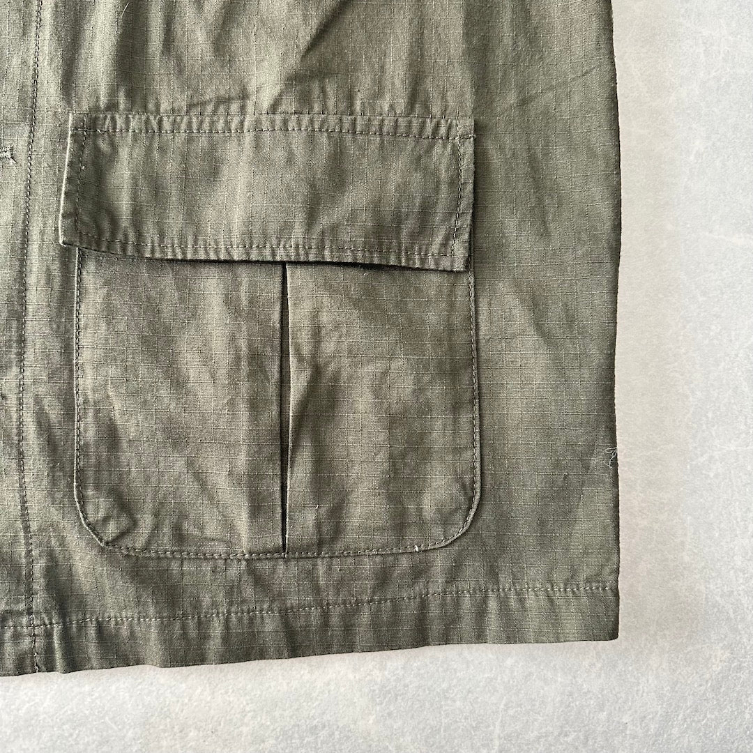 ミリタリーベトナムシャツジャケット カーキ S 古着 メンズ