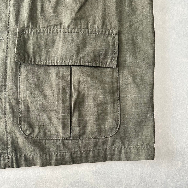 ミリタリーベトナムシャツジャケット カーキ S 古着 メンズ