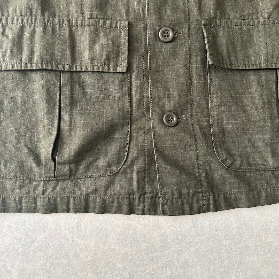 ミリタリーベトナムシャツジャケット カーキ S 古着 メンズ