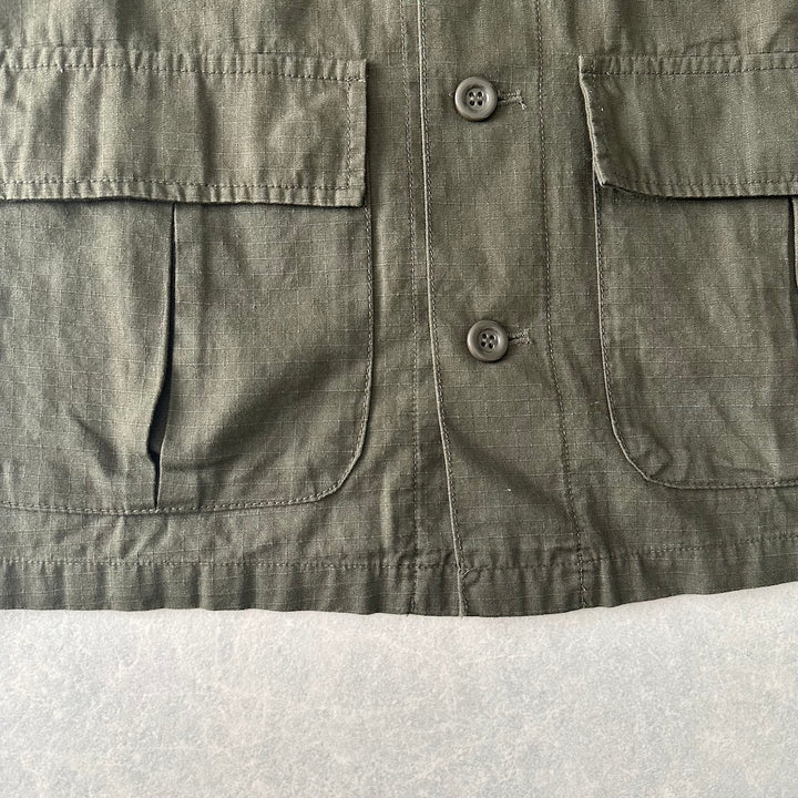 ミリタリーベトナムシャツジャケット カーキ S 古着 メンズ