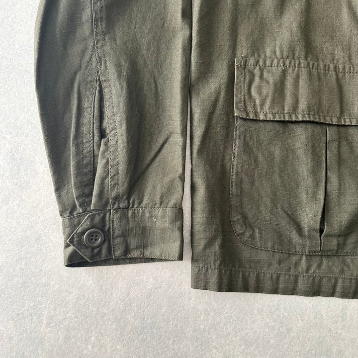 ミリタリーベトナムシャツジャケット カーキ S 古着 メンズ