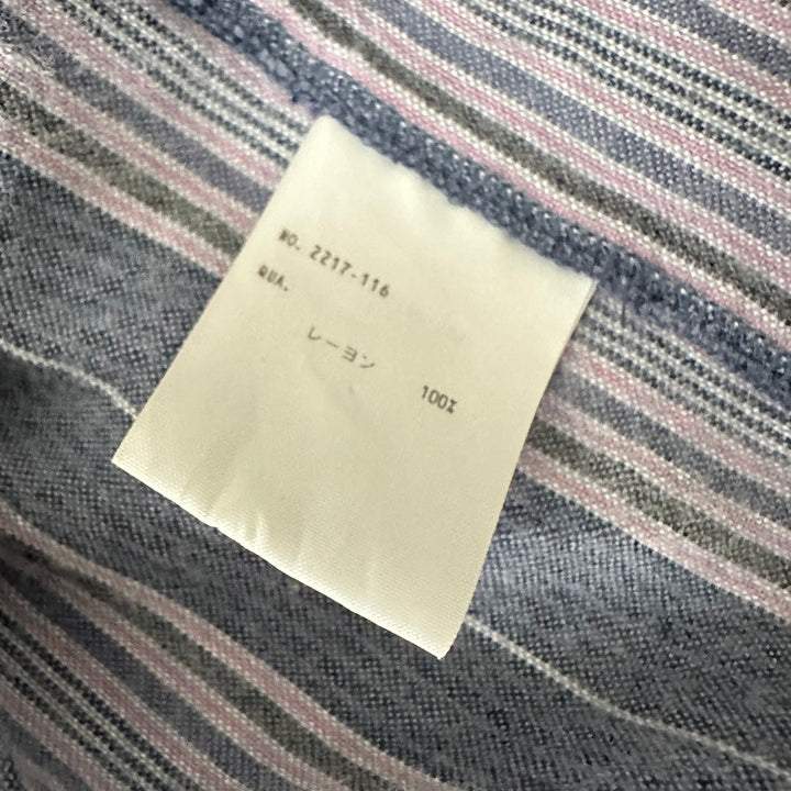 【LAD MUSICIAN】マルチストライプステンカラーシャツコート ストライプ柄 44 古着 メンズ