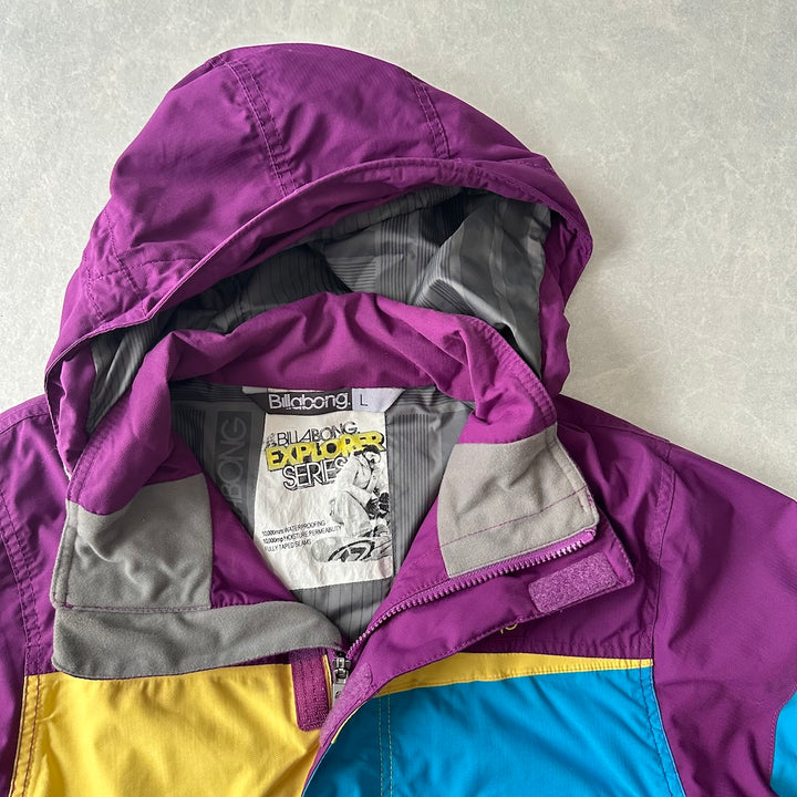 【BILLABONG】マルチカラーアウトドアマウンテンパーカー マルチ L 古着 メンズ