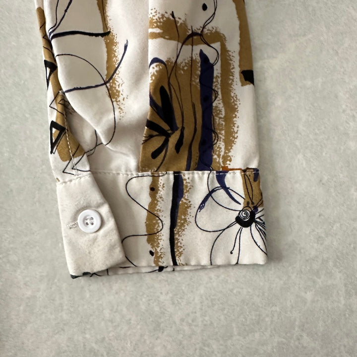 アート柄グラフィックプリントシャツ 総柄 M 古着 メンズ