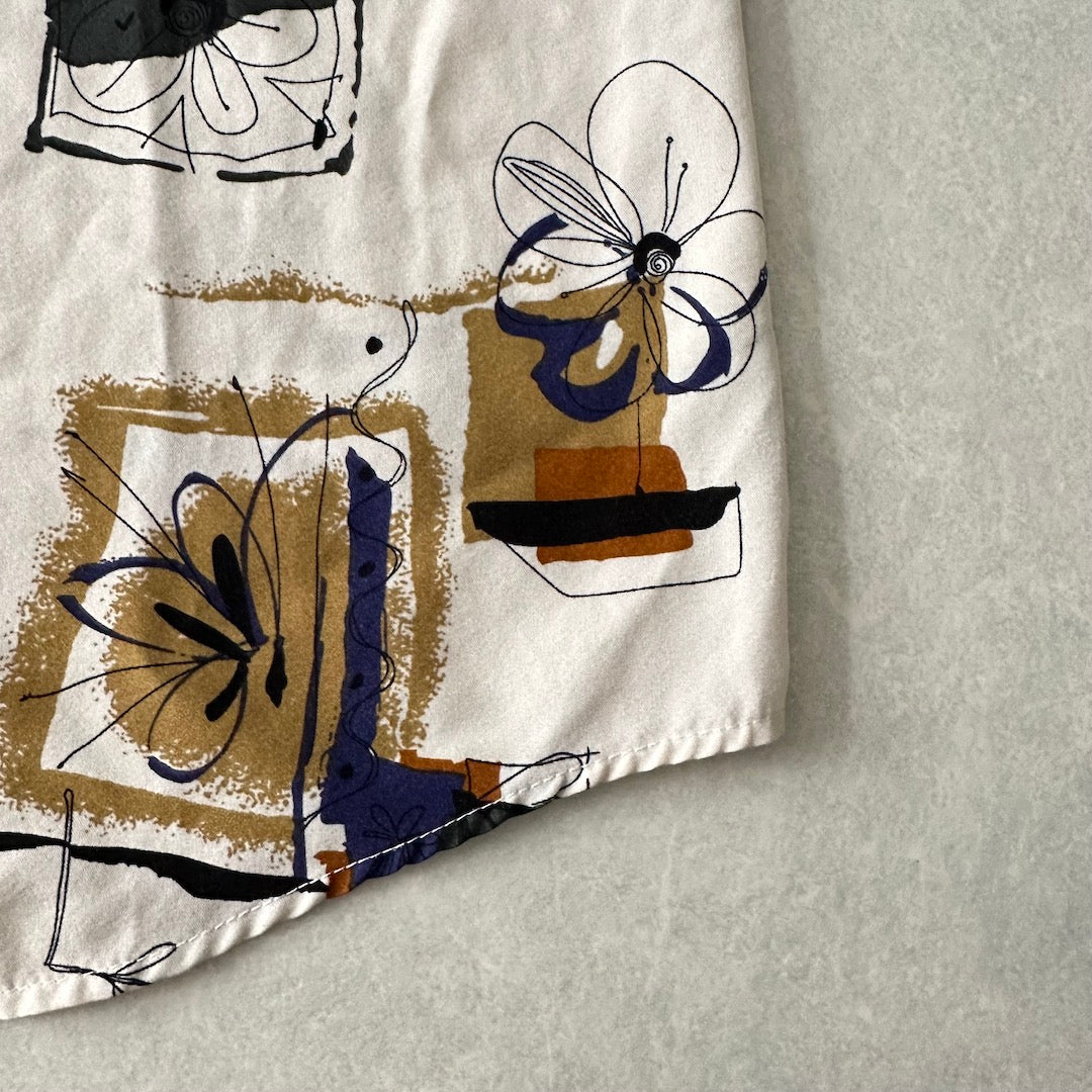 アート柄グラフィックプリントシャツ 総柄 M 古着 メンズ