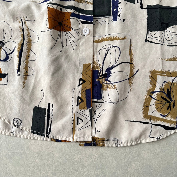 アート柄グラフィックプリントシャツ 総柄 M 古着 メンズ