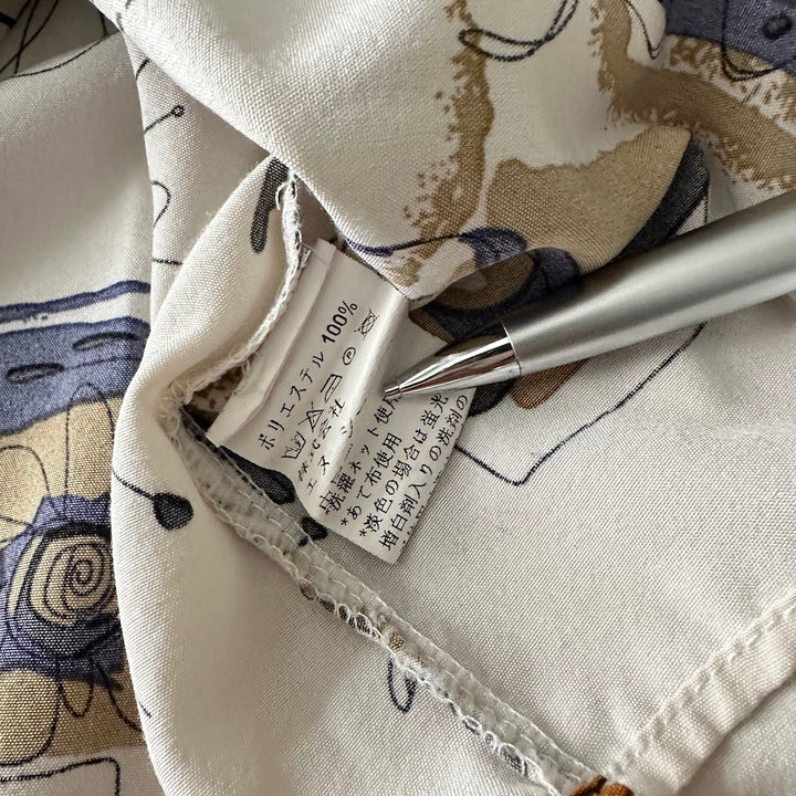 アート柄グラフィックプリントシャツ 総柄 M 古着 メンズ