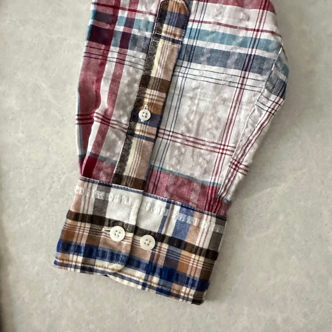 クレイジーパターンチェック柄シャツ チェック柄 LL 古着 メンズ