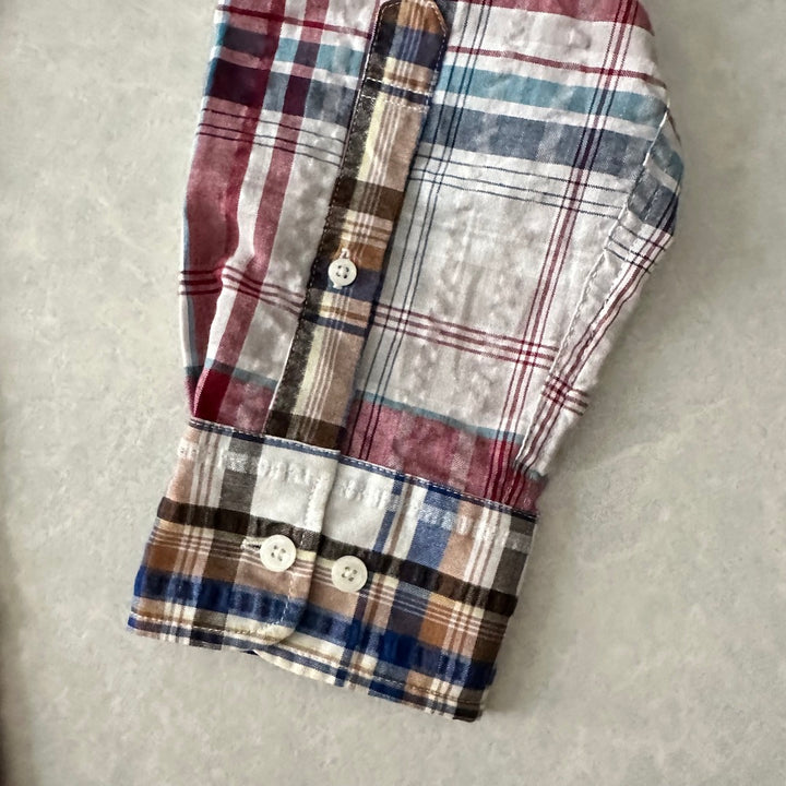 クレイジーパターンチェック柄シャツ チェック柄 LL 古着 メンズ