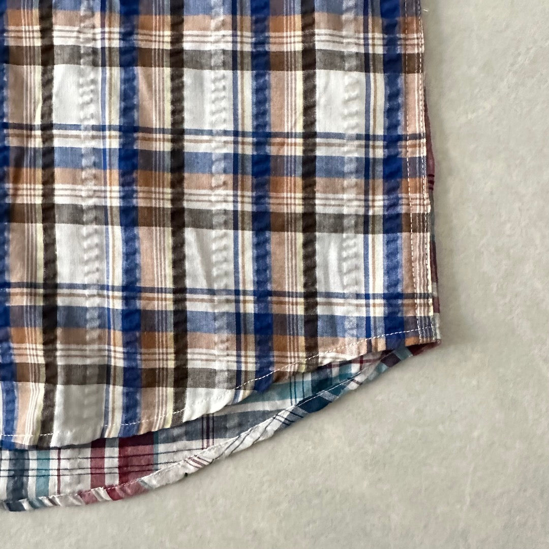 クレイジーパターンチェック柄シャツ チェック柄 LL 古着 メンズ