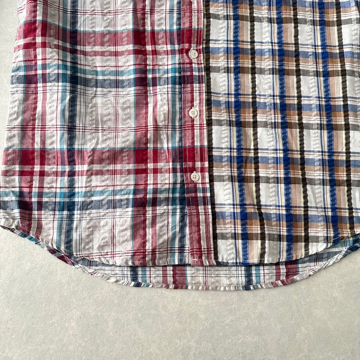 クレイジーパターンチェック柄シャツ チェック柄 LL 古着 メンズ