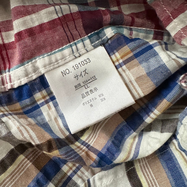 クレイジーパターンチェック柄シャツ チェック柄 LL 古着 メンズ