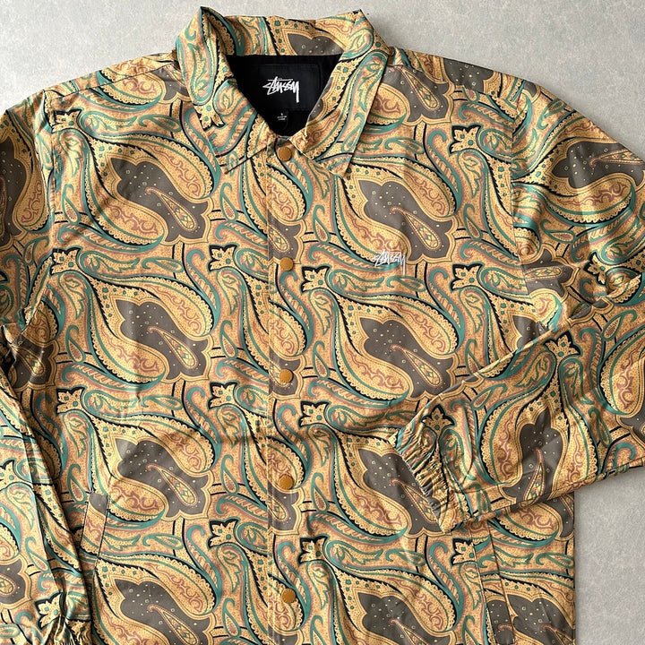 【STUSSY】ペイズリー柄グラフィックジャケット 総柄 L 古着 メンズ