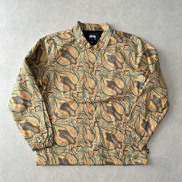 【STUSSY】ペイズリー柄グラフィックジャケット 総柄 L 古着 メンズ