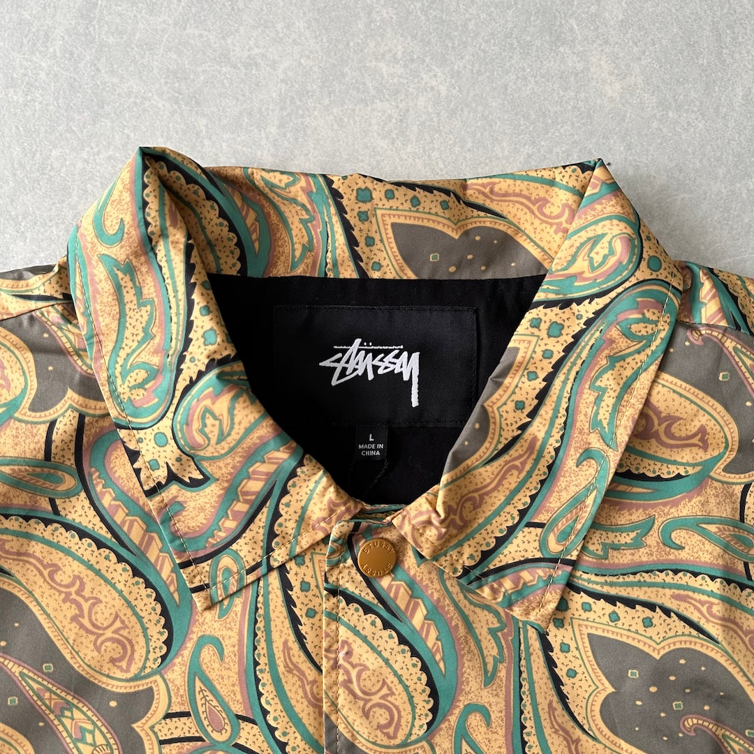 【STUSSY】ペイズリー柄グラフィックジャケット 総柄 L 古着 メンズ