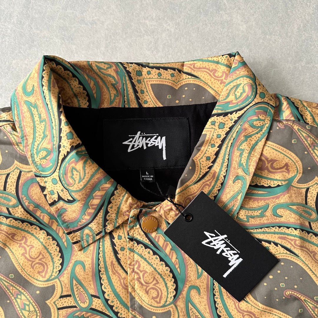 【STUSSY】ペイズリー柄グラフィックジャケット 総柄 L 古着 メンズ