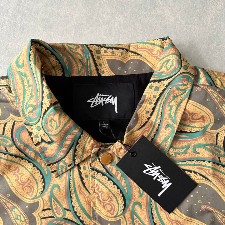【STUSSY】ペイズリー柄グラフィックジャケット 総柄 L 古着 メンズ