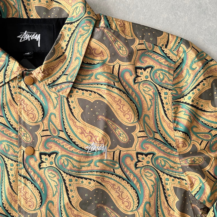 【STUSSY】ペイズリー柄グラフィックジャケット 総柄 L 古着 メンズ