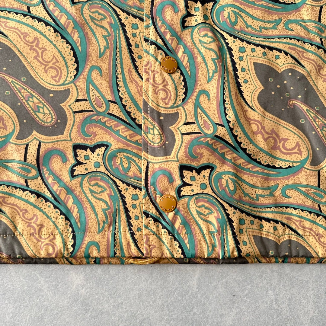 【STUSSY】ペイズリー柄グラフィックジャケット 総柄 L 古着 メンズ