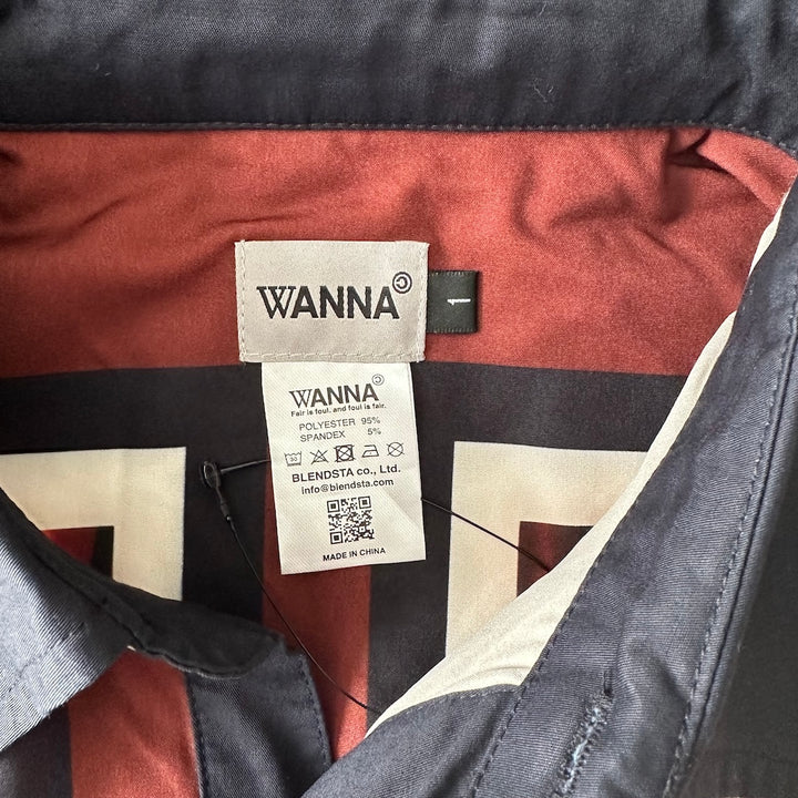 【WANNA】アート柄プリントシャツ ブラウン 1 古着 メンズ