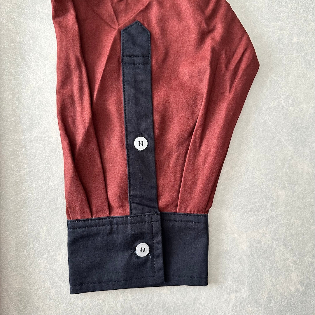 【WANNA】アート柄プリントシャツ ブラウン 1 古着 メンズ