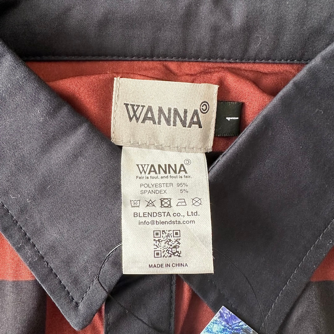 【WANNA】アート柄プリントシャツ ブラウン 1 古着 メンズ