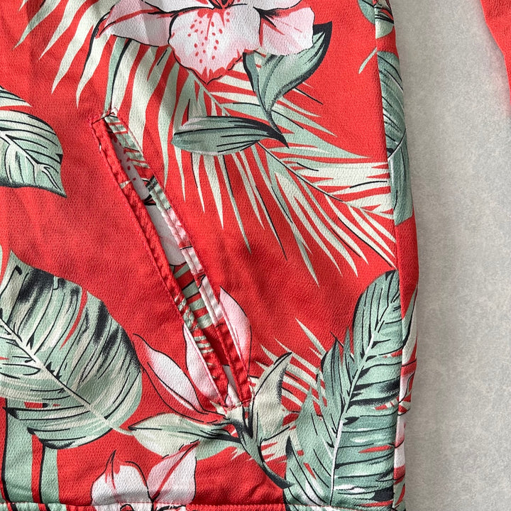 【CAMBIO】ボタニカル柄リーフ花柄ジップブルゾン 総柄 L 古着 メンズ