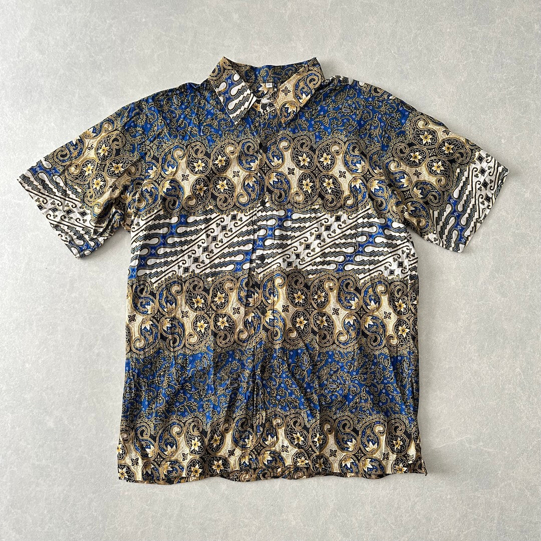 ペイズリー柄半袖シャツ 総柄 XXL 古着 メンズ