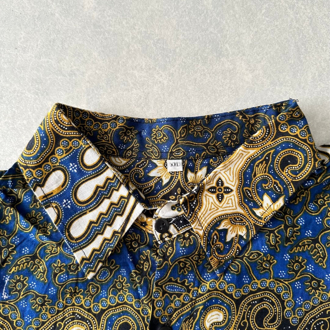 ペイズリー柄半袖シャツ 総柄 XXL 古着 メンズ