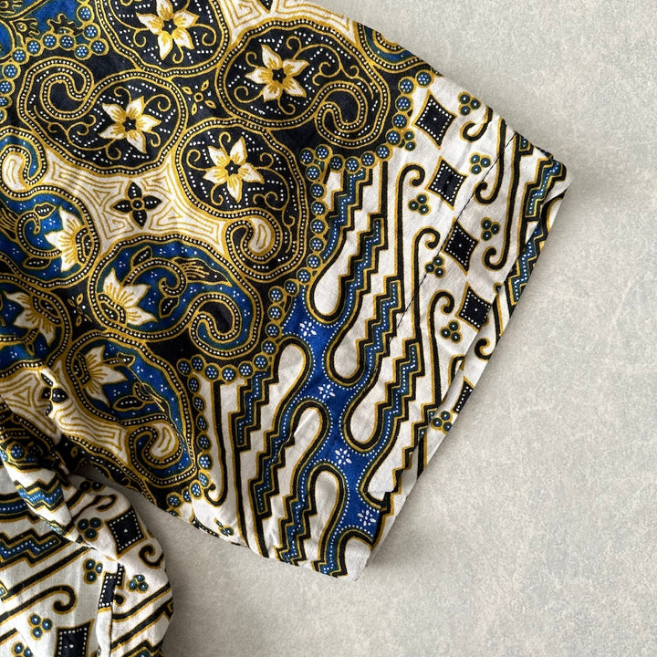 ペイズリー柄半袖シャツ 総柄 XXL 古着 メンズ