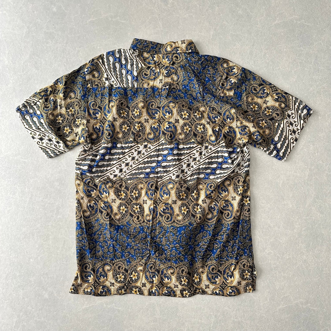 ペイズリー柄半袖シャツ 総柄 XXL 古着 メンズ