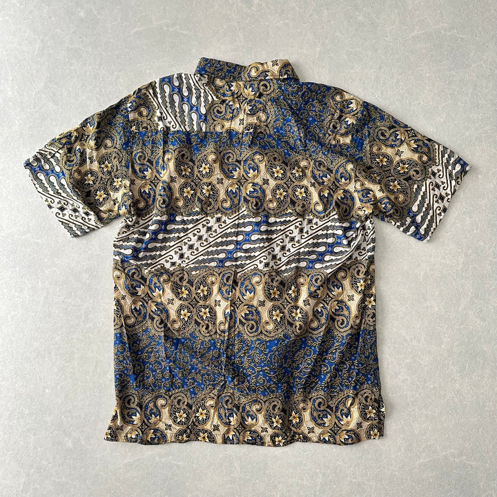 ペイズリー柄半袖シャツ 総柄 XXL 古着 メンズ