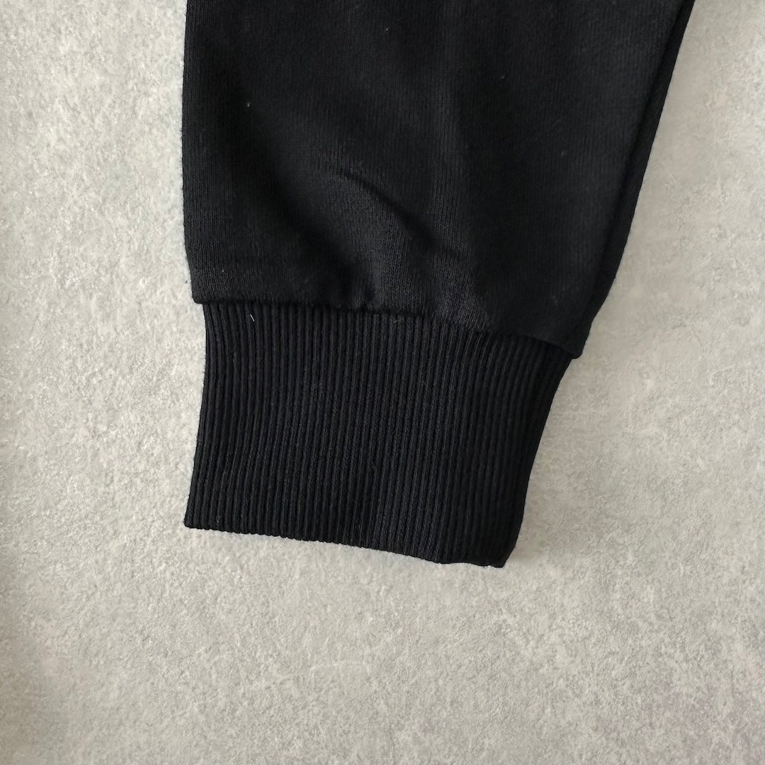 フォトプリントクルーネックプルオーバースウェット ブラック M 古着 メンズ