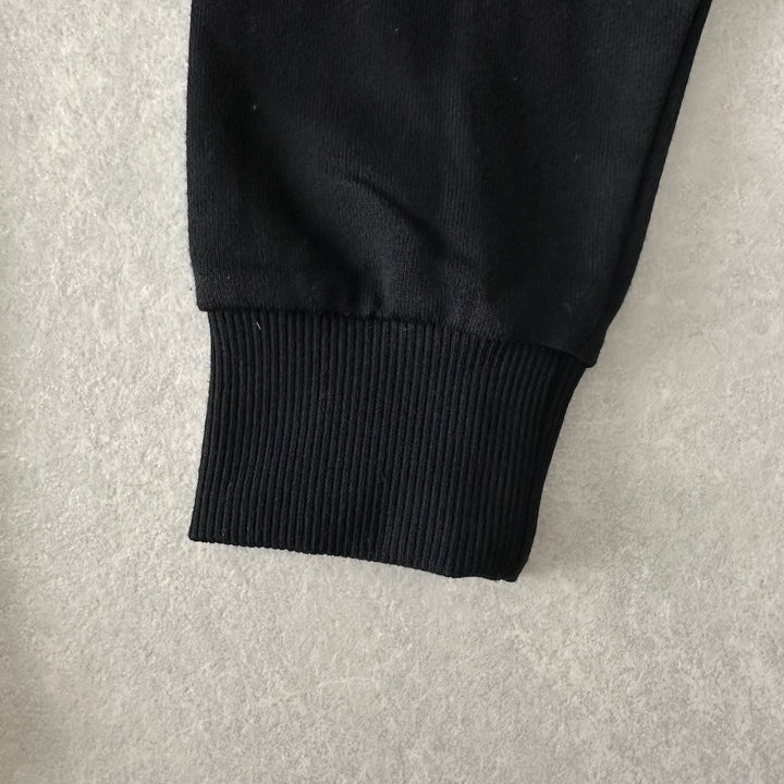 フォトプリントクルーネックプルオーバースウェット ブラック M 古着 メンズ