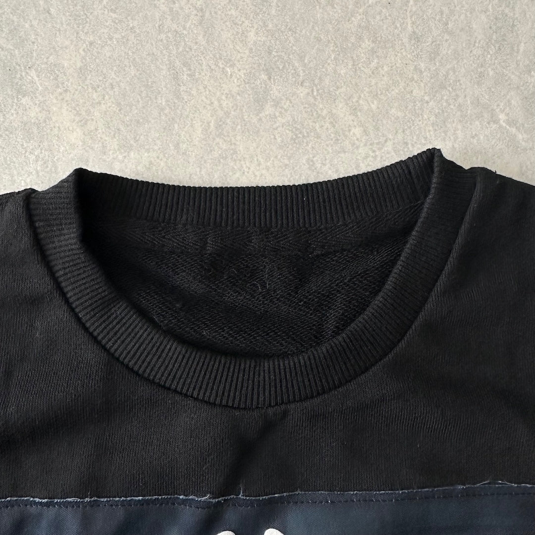 フォトプリントクルーネックプルオーバースウェット ブラック M 古着 メンズ