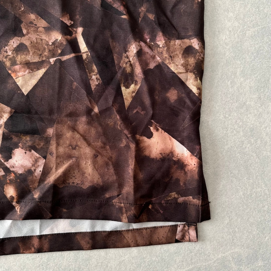 幾何学柄長袖シャツ 総柄 M 古着 メンズ