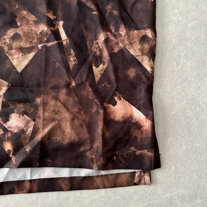 幾何学柄長袖シャツ 総柄 M 古着 メンズ