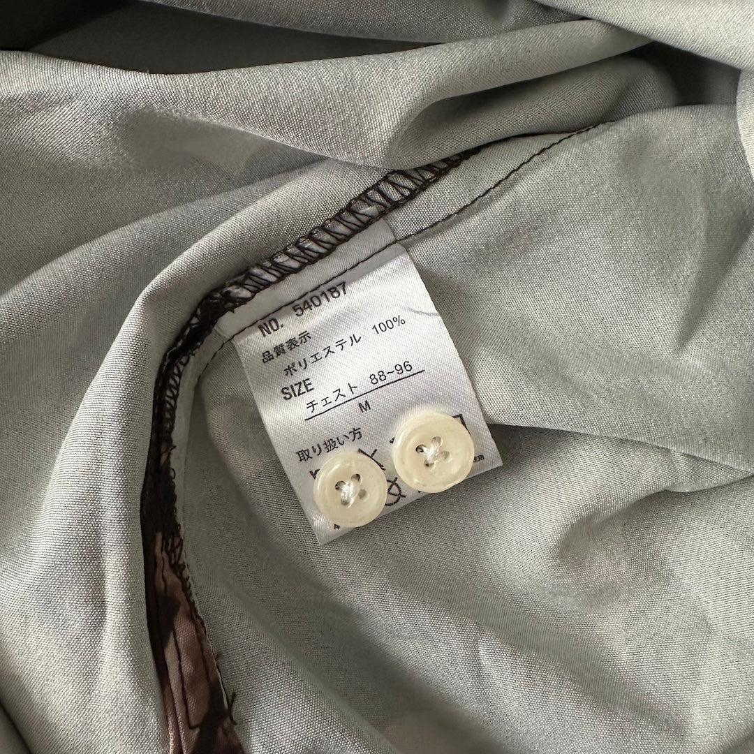 幾何学柄長袖シャツ 総柄 M 古着 メンズ