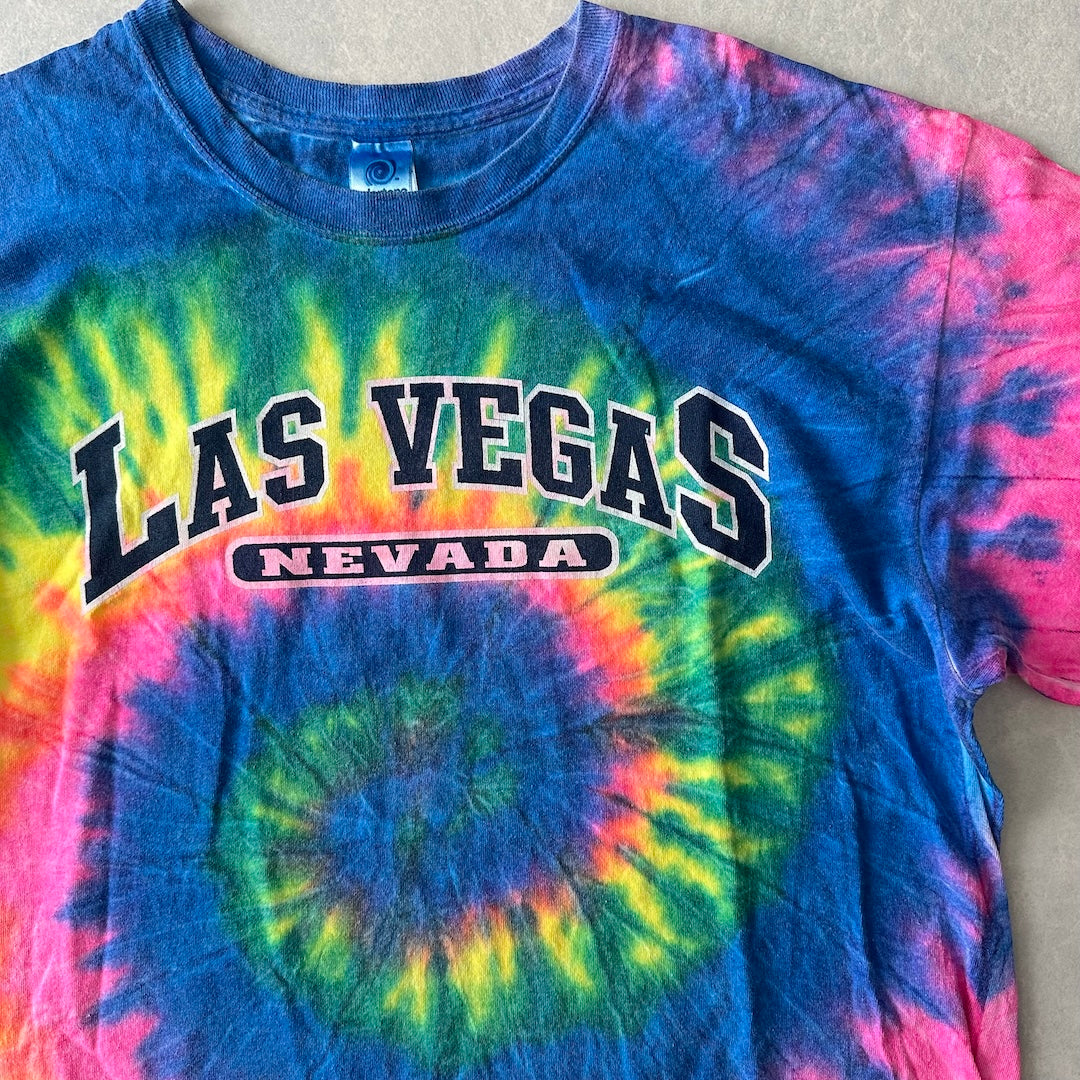 タイダイ染めプリント半袖Tシャツ 総柄 L 古着 メンズ