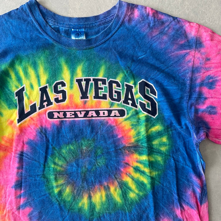 タイダイ染めプリント半袖Tシャツ 総柄 L 古着 メンズ