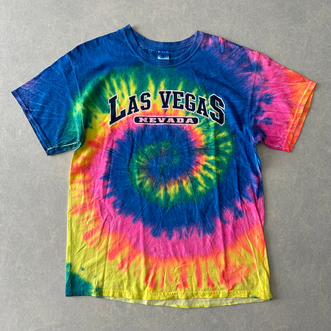 タイダイ染めプリント半袖Tシャツ 総柄 L 古着 メンズ