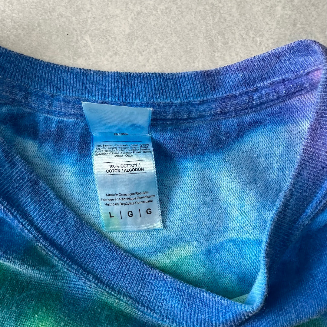 タイダイ染めプリント半袖Tシャツ 総柄 L 古着 メンズ