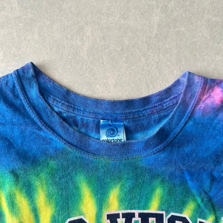 タイダイ染めプリント半袖Tシャツ 総柄 L 古着 メンズ